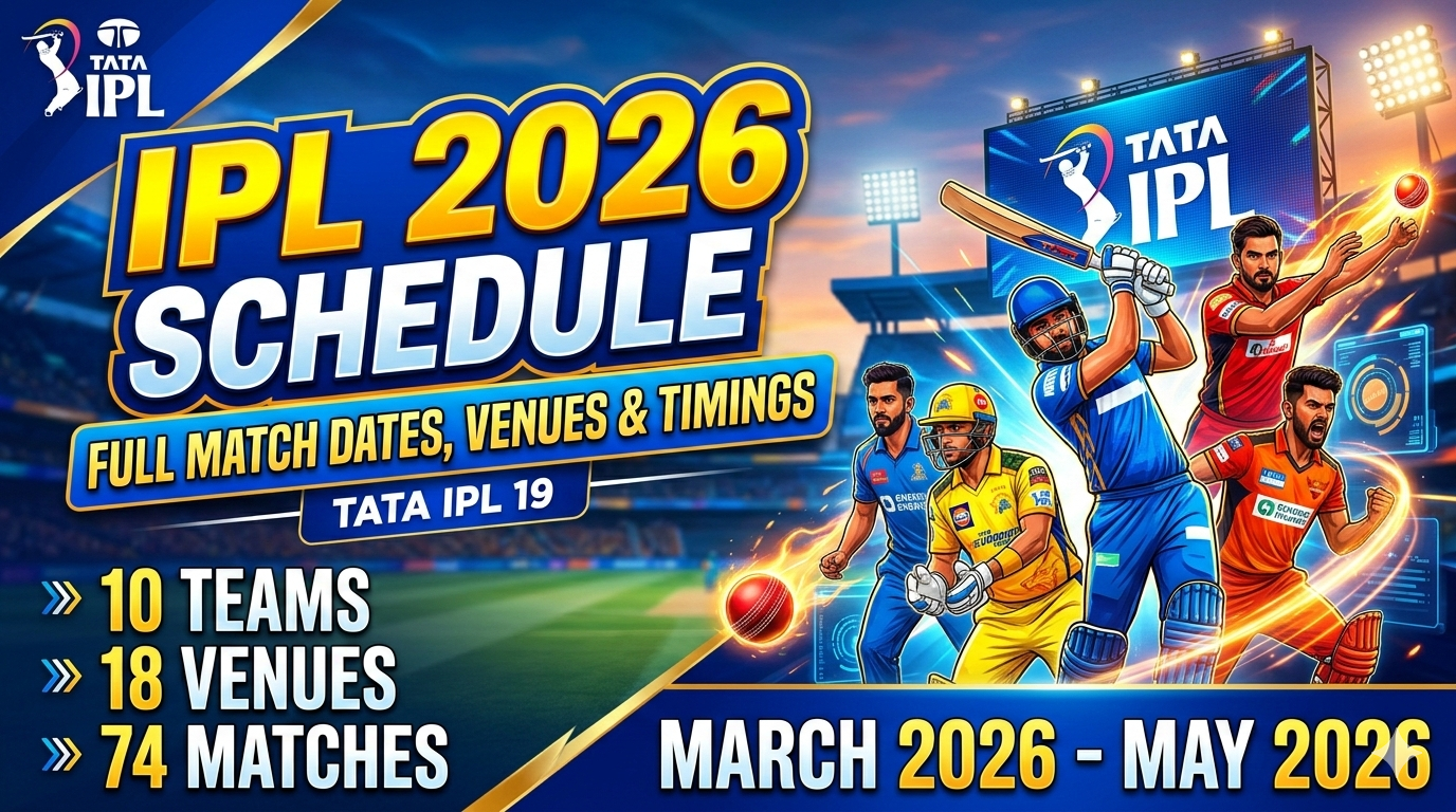 IPL 2026 Schedule Full Match Dates, Venues & Timings (TATA IPL 19)